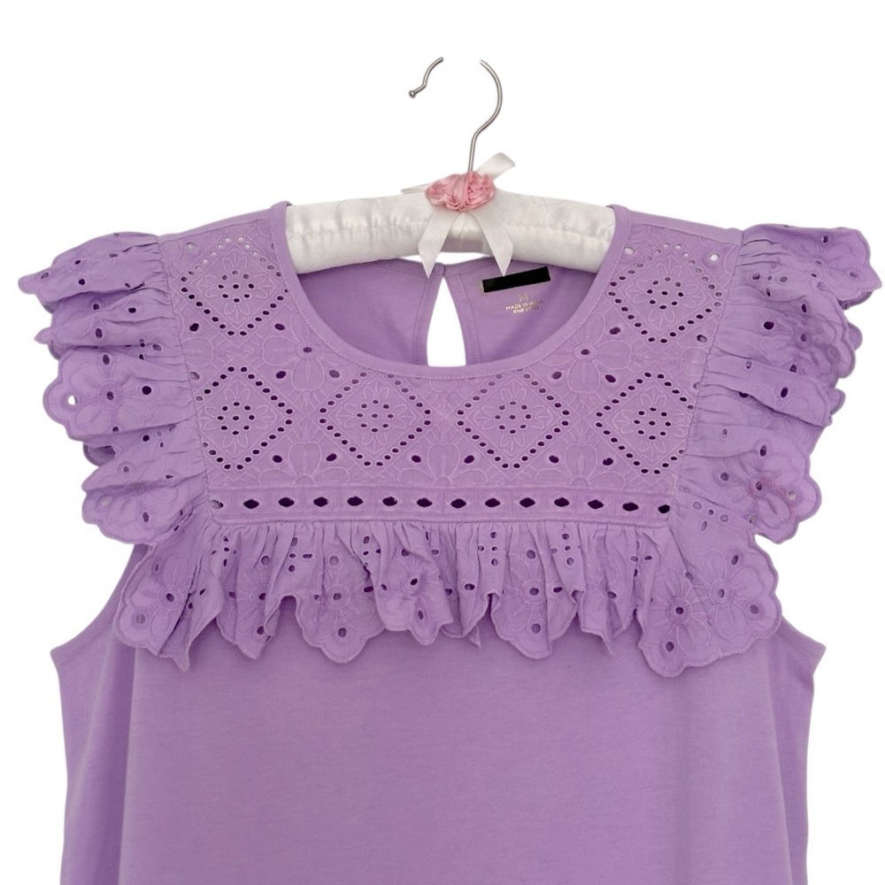 NEW LILLY PULITZER Bev Top in Purple Iris Sleeveless Eyelet Detail Size Medium - Picture 6 of 9